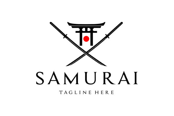 Japanese Torii Gate Sun, Crossed Samurai – Vector Design for Creativity