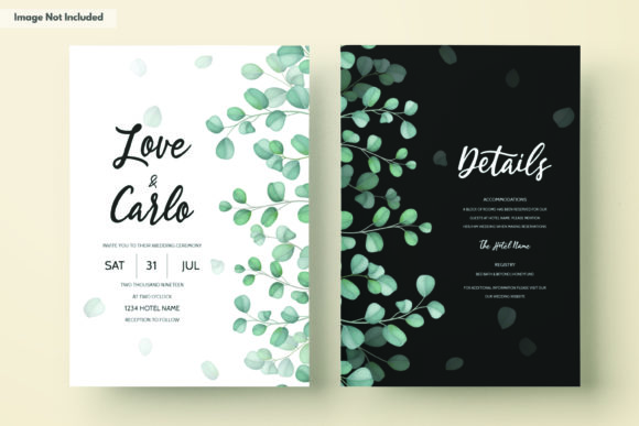 Wedding Card with Eucalyptus Leaves: A Stylish and Customizable Choice for Your Special Day